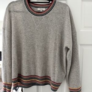 Madewell Cashmere Sweater with Rainbow Striped Edges